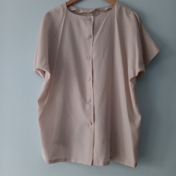 Tri Boho Hand-Embroidered Floral Button-Back Blouse Cream 42 - Picture 2 of 7